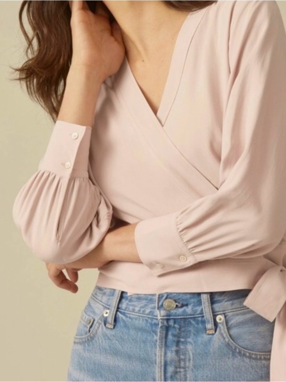 EVERLANE Washable Silk Wrap Top